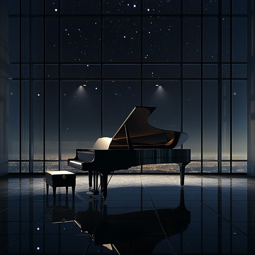 A seamless blend of contemporary nü music and classical elements, creating an enchanting soundscape. The mainstay instrument, a grand piano, orchestrates sophisticated melodies woven with subtle electronic textures. Expect elegance, grace, sophistication, and an intoxicating air of modernity, conjuring images of moonlit nights and opulent landscapes.