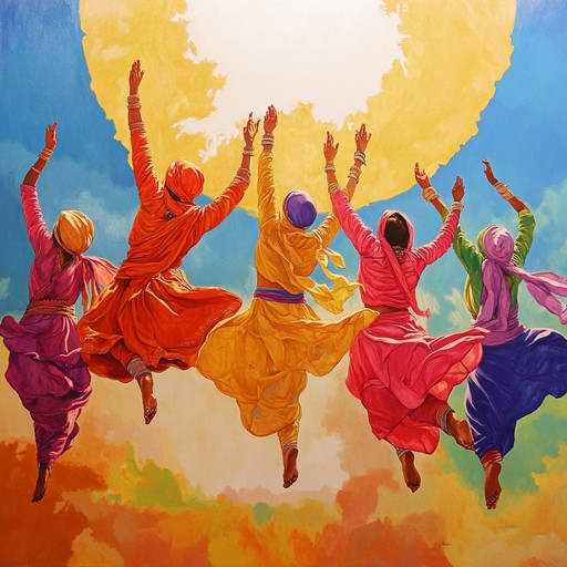 A powerful burst of optimism and joy, this bhangra track begins with infectious dhol beats, swiftly joined by lively dholak and vibrant tumbi licks. The high energy tempo drives the music forward, creating an unstoppable urge to get up and dance. Perfect for uplifting gatherings, celebrations, or even a boost of morning motivation, the arrangement shifts dynamically to maintain engagement and excitement. A blend of traditional and modern elements offers a timeless yet fresh feel