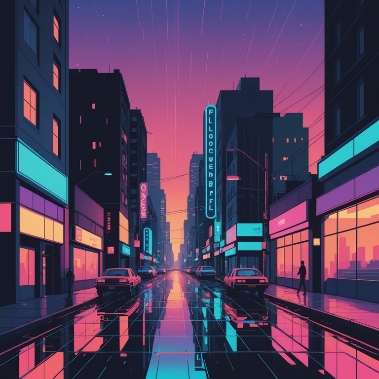 Exploring a soundscape of rich, layered synthesizer melodies that conjure images of neon lit streets and distant, utopian futures. The composition combines lush atmospheres with pulsing rhythms, embodying the spirit of an optimistic tech era.