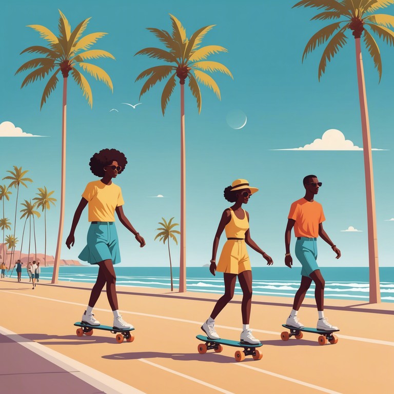 Imagine a warm sunny day, the sound of waves crashing gently in the distance as roller skaters glide past. The music captures the essence of freedom and fun, powered by rhythmic bass and playful melodies. It’s the perfect track for a carefree summer day, bringing the vibrant spirit of the late '70s disco fused with a touch of modernity.