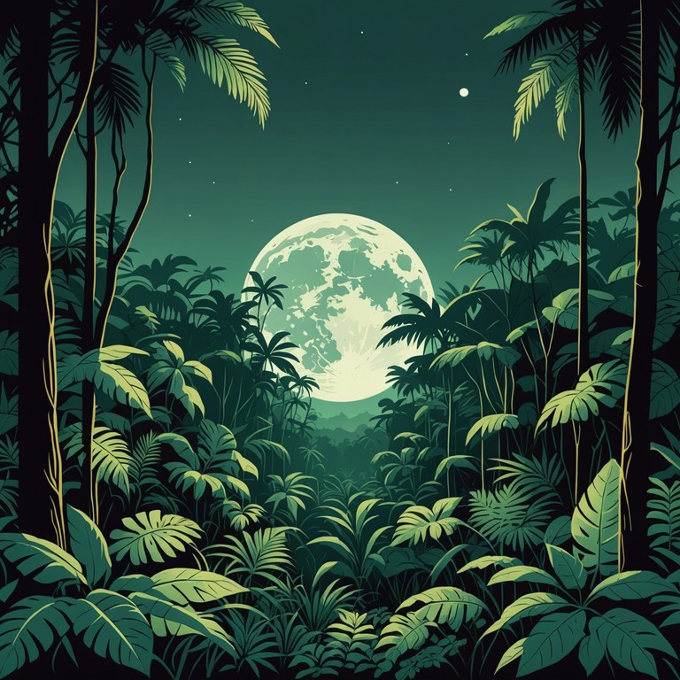 This instrumental track fuses tense rhythmic structures with the vibrant, lush sounds of tropical music, creating a suspenseful, almost mysterious atmosphere. With pulsating drums and resonant marimba tones, the piece evokes the feeling of moving cautiously through a dense, dark jungle under the moon's silver glow.