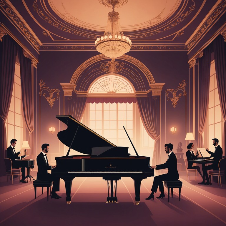 Dive deeper into the charms of a grand cabaret night with this track, where elegant piano melodies blend seamlessly with the soft shuffles of dancing feet and the murmur of a captivated crowd. Perfect for setting an opulent, intimate scene.