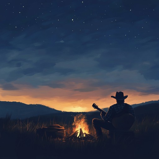 A gentle acoustic guitar piece that encapsulates the tender moments shared by a cowboy in the twilight hours. The serene and subtle melody evokes a deep sense of peace and nostalgia, transporting listeners to a calm evening under the wide western sky. Perfect for evoking relaxed and intimate atmospheres.