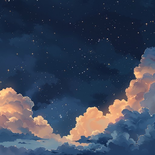 Experience an ethereal orchestral journey that sweeps you through a dreamlike, starry landscape. The gentle strings and shimmering harps create a serene and otherworldly soundscape while the soft woodwinds add a touch of whimsy and magic. Ideal for relaxation and introspection, this piece evokes a fantastical night sky adorned with twinkling stars and whispers of cosmic wonders.