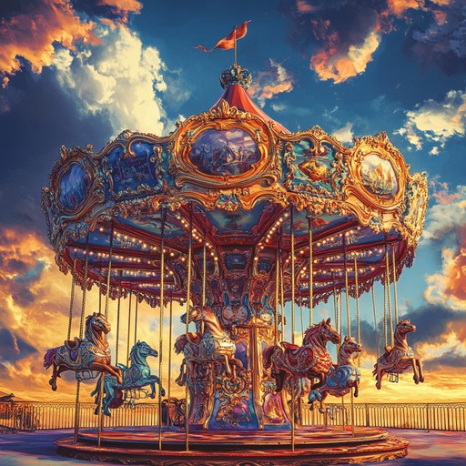 An energetic and joyful instrumental track that combines the mechanical sounds of steampunk style with whimsical and playful circus melodies, creating a unique and unusual musical experience.