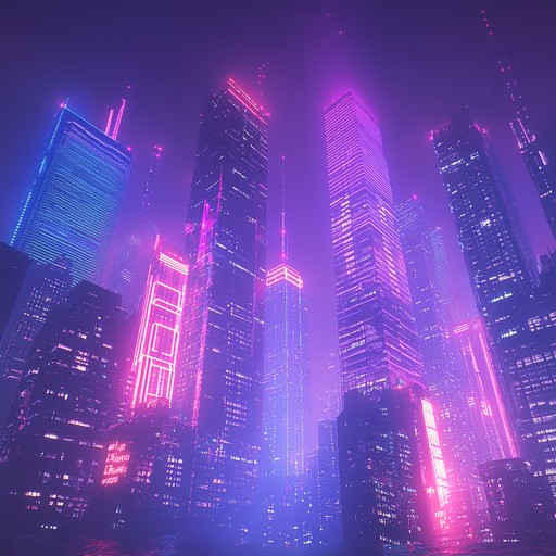 A mesmerizing cyberpunk landscape set to ethereal synths and layered rhythms.