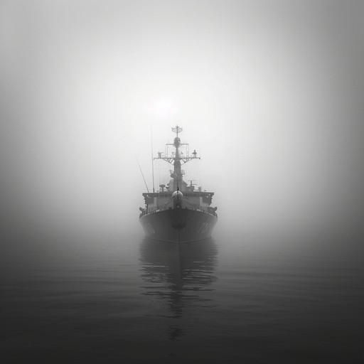 A chilling instrumental capturing the eerie atmosphere of a russian naval fleet lost in time, with haunting melodies and dark undertones that convey the tales of ghostly sailors and cold, misty seas