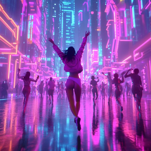 A lively instrumental synthwave piece featuring vibrant synthesizer melodies and energetic rhythms, designed to uplift spirits and evoke the excitement of dancing beneath neon lights.