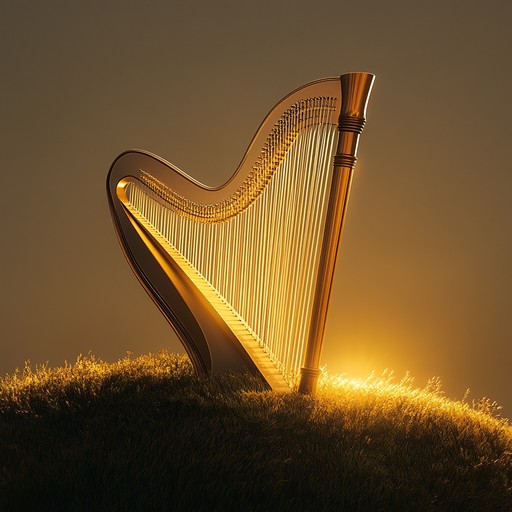 A serene instrumental that builds into an uplifting crescendo, featuring delicate harp notes intertwining with soft strings to create a magical atmosphere of hope and new beginnings.