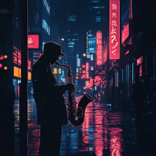 A soothing instrumental blending gentle piano melodies with soft saxophone harmonies over ambient lounge beats, capturing introspective feelings under neon glows in a bustling city at night.