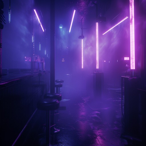 Imagine a supernatural rave where the beats are guided by phantoms, creating a spectral, captivating atmosphere. Neon lights add to the otherworldly environment, making it both unsettling and enticing.