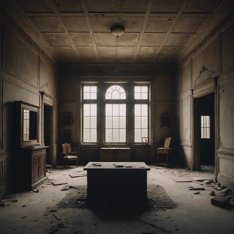 Imagine entering a grand yet derelict manor, the air thick with dust, where the only sound is the haunting melody of a distant piano echoing through the halls, suggesting stories and secrets long buried within these walls. The track portrays this through its deep, reverberating notes that seem to come from everywhere and nowhere at once.