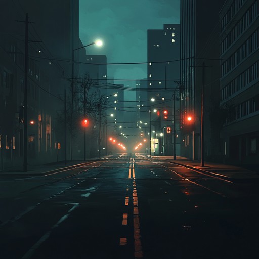 An instrumental rap track that combines eerie synthesizers with unsettling beats to evoke the feeling of walking alone in an empty city at night, blending urban sounds with unnerving atmospheres