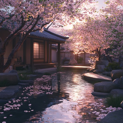 A nostalgic piano composition gracefully combining japanese ambient influences. The melody gently unfolds like a tranquil journey through an anime inspired dreamscape, where cherry blossoms cascade and soft winds whisper secrets of a distant, serene world. This piece captures a heartfelt essence of peaceful reflection and magical wonder.