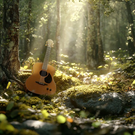 This track invites listeners into an enchanted forest walk, guided by intricate acoustic guitar melodies. The music’s gentle dynamics and warm tones capture the serene beauty of nature, fostering a sense of comfort and joy.