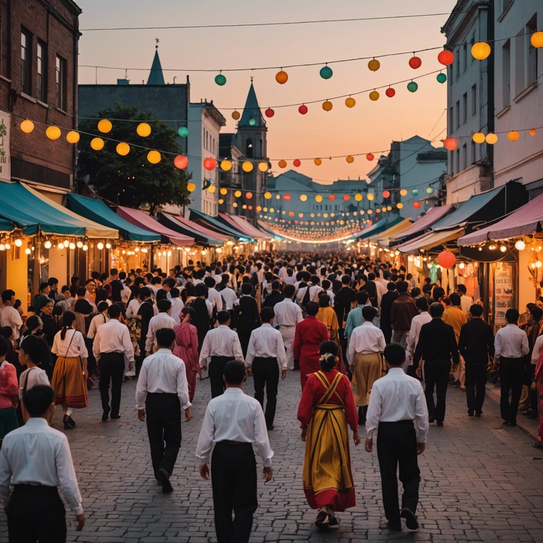 A spirited instrumental track that captures the essence of a lively latin festival at sunset, featuring dynamic percussion and infectious rhythms.