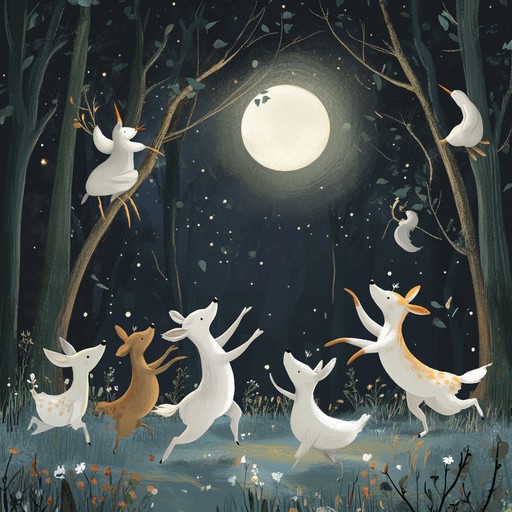 A playful instrumental featuring hurdy gurdy, capturing the mischievous energy of woodland creatures frolicking under starlight