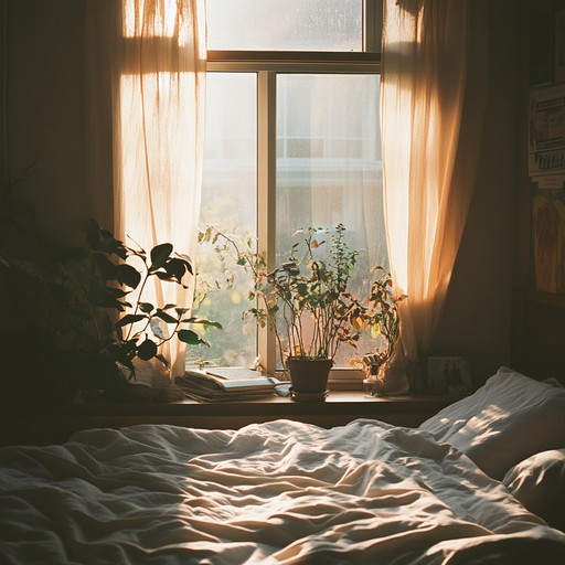 This instrumental track features soothing and mellow melodies with a dreamy atmosphere. The main instrument, an electric guitar with a delicate reverb effect, sets a nostalgic tone, while soft synth pads and light percussion add depth and warmth. Imagine a warm sunlight filtering through your bedroom window, inspiring moments of calm reflection and creative inspiration. It's perfect for winding down and finding peace after a long day.