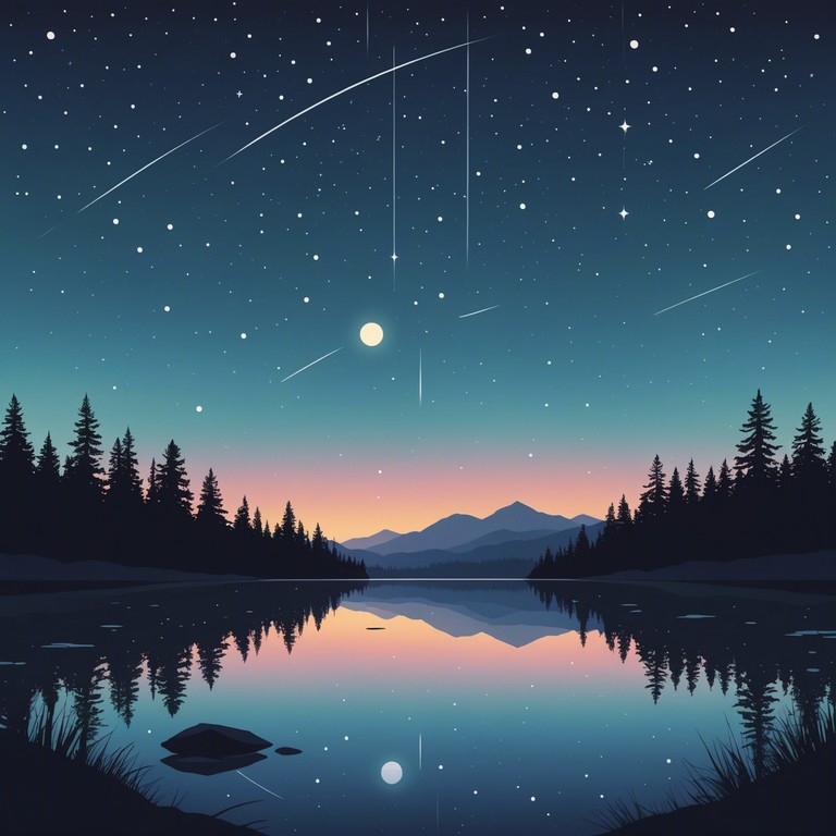 In this track, layers of subtle electronic beats and airy synth pads weave together, creating a soundscape that resembles the tranquil yet vibrant atmosphere of a clear, starlit night. The music progresses with a smooth, flowing dynamic, inviting the listener into a state of introspective peace and contemplative wonder.