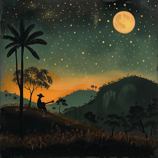 Under the moonlit skies of the brazilian countryside, haunting guitar melodies weave tales of ancient legends, whispering secrets that dance on the winds. This instrumental piece drifts through time, blending rustic sertanejo rhythms with an enigmatic, eerie ambiance.