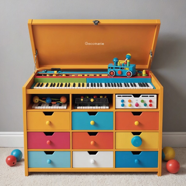 In this unique composition, toy instruments create a blend of whimsy and intimate melodic lines, embodying a playful yet sophisticated musical landscape. The arrangement leverages the distinctive sounds of toy instruments, crafting a composition that resonates with both nostalgia and a fresh, modern sensibility.