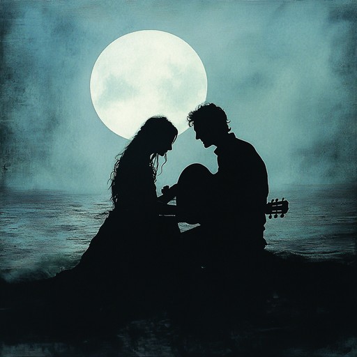 Create a captivating romantic ambiance with soft and heartfelt guitar tunes that harmonize perfectly with the tranquility of a starry night, evoking a sense of tender intimacy and dreamy serenity.