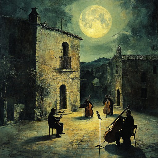 A serenade of passionate accordion and rhythmic congas under a moonlit village square, echoing memories of distant loves and cherished moments, filling listeners' hearts with nostalgic warmth and desire.