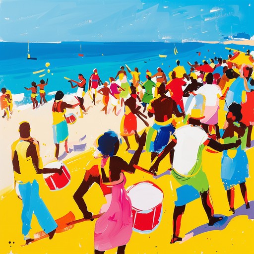 A lively calypso tune featuring energetic steel drum melodies and dynamic conga beats, encapsulating the vibrant atmosphere of a tropical beach gathering. This track is sure to bring smiles and dancing feet to any setting.