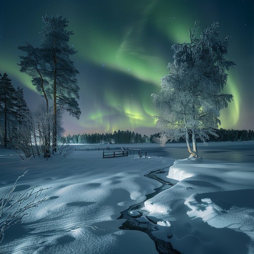 This instrumental captures the serene, unwavering beauty of finland's northern lights, evoking a sense of yearning and memories of distant, peaceful times. The delicate, shimmering presence of synths melds with gentle, echoing guitar plucks, creating an ethereal soundscape that feels both introspective and expansive, reminiscent of timeless winter nights and heartfelt yearnings.