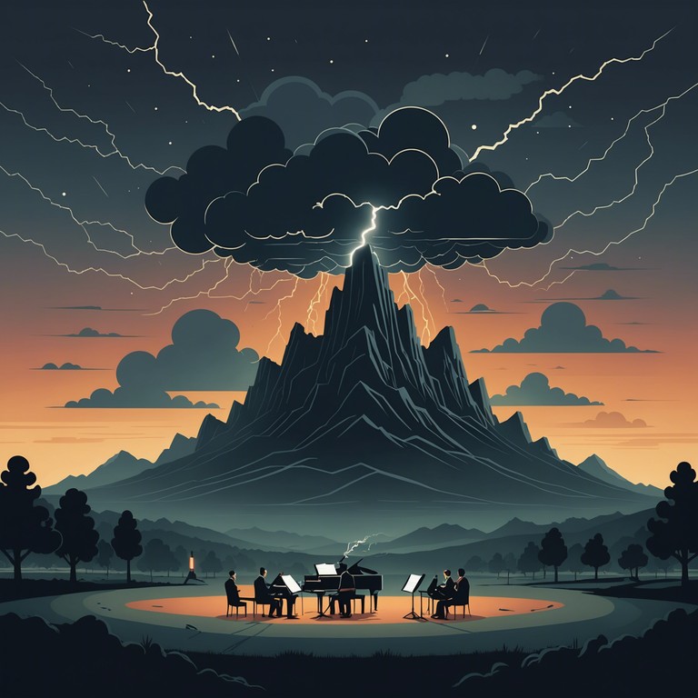 The track opens with a soft, eerily quiet ambiance, setting a tense atmosphere. As it progresses, thundering drums and piercing strings gradually build in intensity, emulating the relentless approach of a mighty storm. The climax features a full orchestral explosion, mirroring the storm's peak frenzy before tapering into a hauntingly serene aftermath.