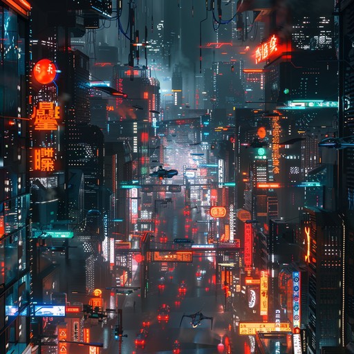 An electrifying track capturing the heartbeat of a cyberpunk future, with synthetic melodies and driving basslines propelling you through neon lit urban landscapes. The rhythm creates an upbeat and dynamic feeling, perfect for high energy moments in a digital age.