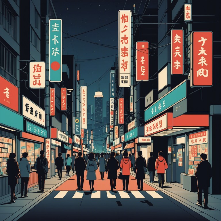 A serene blend of soulful rhythms and the vibrant, electric energy of tokyo's nightlife. This track captures the essence of a contemplative stroll through the lively districts, where tradition meets the pulsing modernity. The piece is characterized by emotional depth intertwined with a sense of urban excitement, reflecting the personal journeys of every individual in the city.