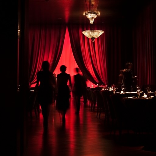 A sinister and theatrical composition evoking an opulent yet disturbing atmosphere, blending classical instrumentation with a modern twist to create a haunting cabaret experience. The sounds are immersive, with dark themes woven throughout, perfect for a night of sophisticated terror.