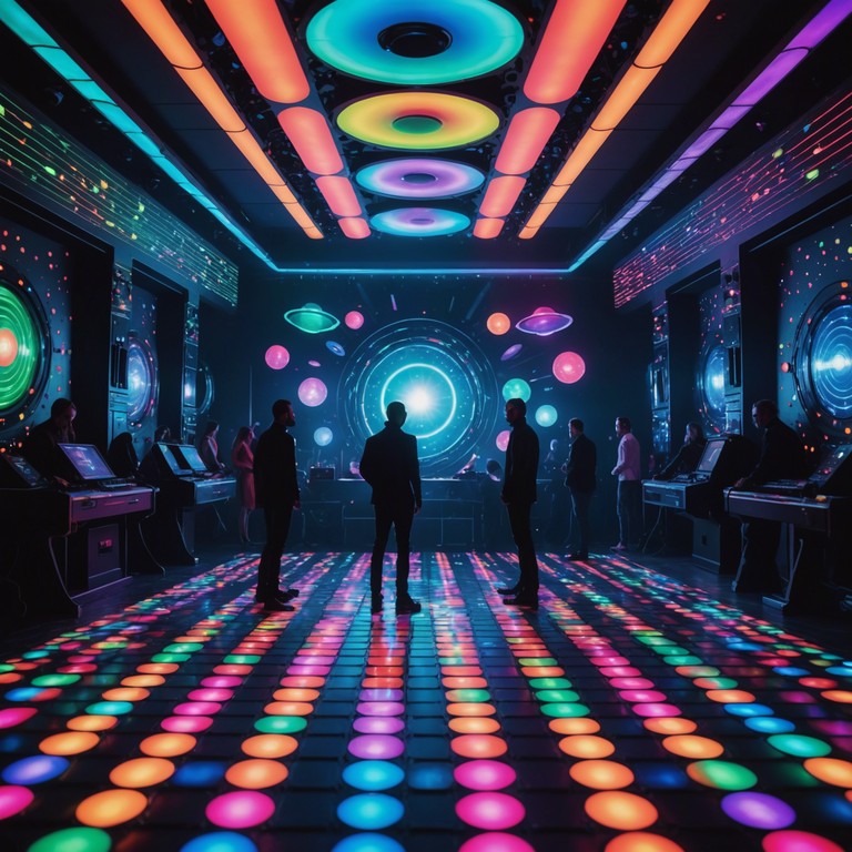 Imagine a universe where each star is a disco ball, casting vibrant lights across the cosmos. The track is driven by vibrant disco elements infused with futuristic sounds, creating an electrifying atmosphere that brings the distant galaxies right to your ears.