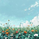 gentle melodies evoking a serene, mystical anime landscape