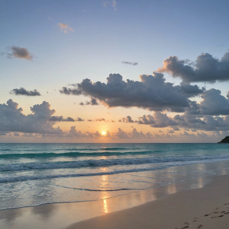 Similar to ocean's gentle call, seaside serenity waves offers a musical journey to a calming, picturesque caribbean beach at dawn. Using the sweet sounds of the steelpan, it provides a soundscape that encapsulates the beauty and serenity of the ocean, perfect for meditation or unwinding after a long day.