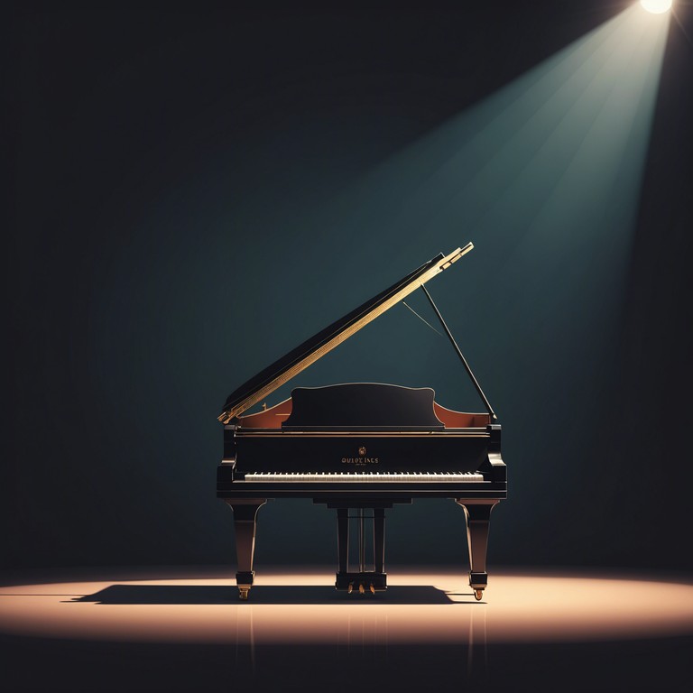 Imagine a scene where the curtain rises to reveal a surreal, soft focus world where every note played on the piano adds depth to this magical atmosphere, meshing perfectly with subtle stage lighting and shadow play.