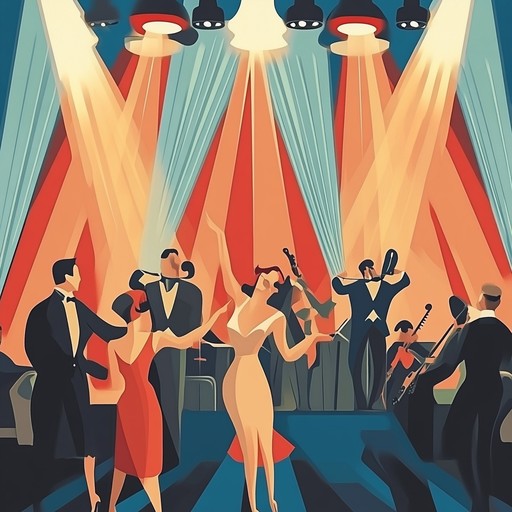 An energetic instrumental capturing the vibrant atmosphere of a lively cabaret show, featuring a rhythmic piano melody accompanied by upbeat brass sections and swinging percussion