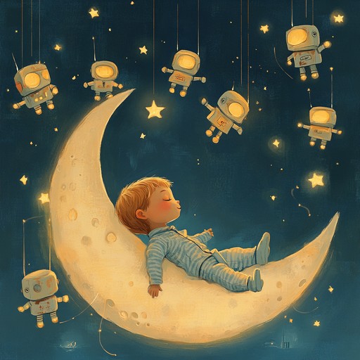 A celestial nursery rhyme with a futuristic touch, blending soothing synths and gentle robotic tunes to create an enchanting bedtime soundtrack. Perfectly tailored for kids, this tune whisks little dreamers off to a magical galactic adventure.