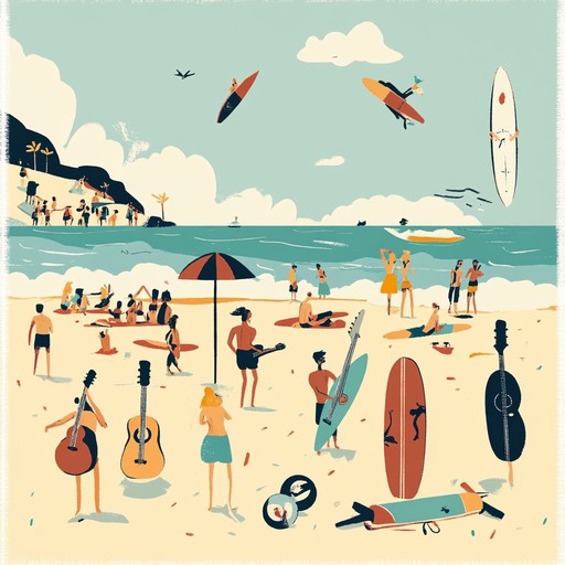 A bright, energetic rock track that captures the joyous and carefree essence of summer beach adventures with catchy guitar melodies and lively rhythms.