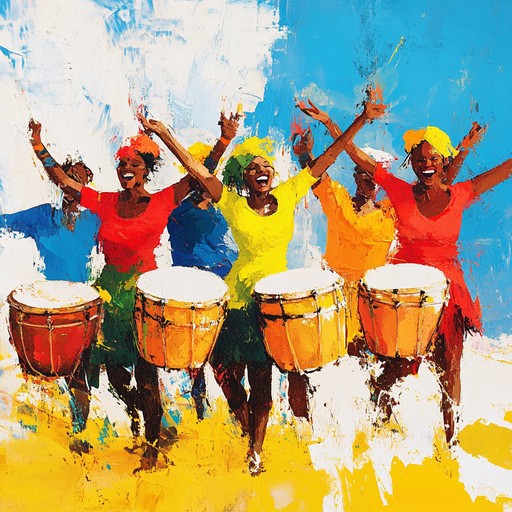 A lively and upbeat afrobeat track brimming with energy and joy. The combination of rhythmic talking drums, buoyant basslines, and melodic brass instruments creates an infectiously joyous atmosphere, perfect for dance celebrations. The song captures the essence of a spirited drumming party, inviting all to join in the spirited dance.