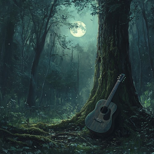 A gentle instrumental freak folk song featuring intimate acoustic guitar melodies that evoke the mysterious wonder of ancient forests, blending delicate fingerpicking with subtle natural soundscapes to transport listeners into a dreamlike woodland journey.