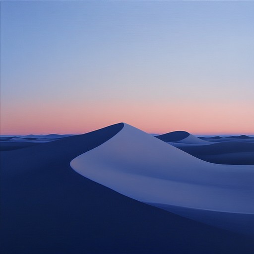 Blend the mysterious ambiance of an ancient desert with gentle, soothing melodies. Imagine sand dunes bathed in twilight, with soft wind and distant wildlife creating an other worldly soundscape. Incorporate distant haunting vocals and percussion to transport listeners to an ancient, untouched world.