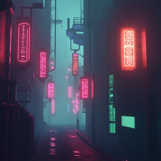 Dive into a dark, dystopian future where neon lights flicker and sinister beats resonate through desolate streets. This track captivates listeners with its eerie electronic undertones and pulsating rhythms. Synth based melodies blend with harsh, distorted soundscapes, creating an immersive auditory experience reminiscent of a shadowy cyber punk world.