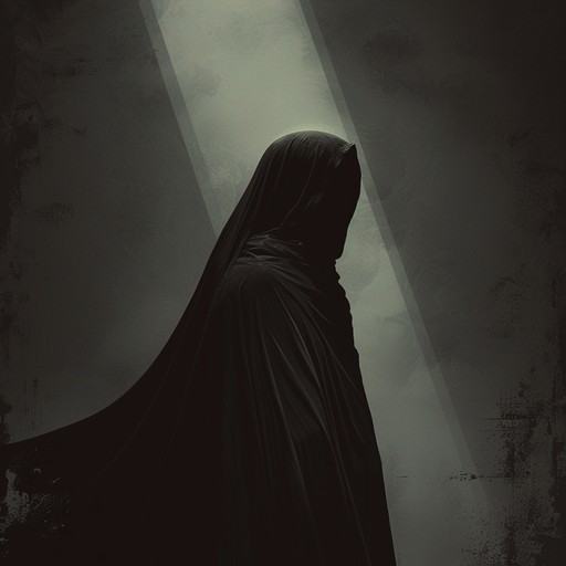 This somber composition evokes a sense of despair and darkness, with layers of eerie synthesizers, distorted electric guitars, and pounding drum machines creating an unsettling atmosphere. The slow, brooding tempo and minor key progressions contribute to the overall feeling of gloom and mystery, as if wandering through a fog-shrouded graveyard on a moonless night.