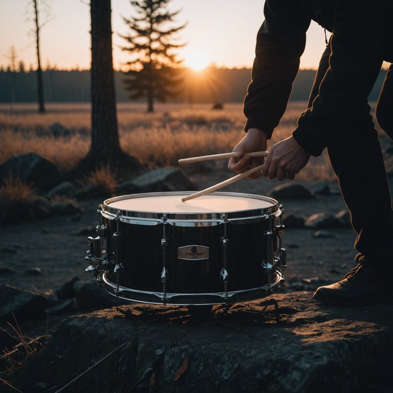 A softer side of military music that focuses on the internal battles and emotional landscapes soldiers navigate. The gentle rhythms of the snare drum invite a contemplative mood, framed by the background of a setting sun on a quiet base