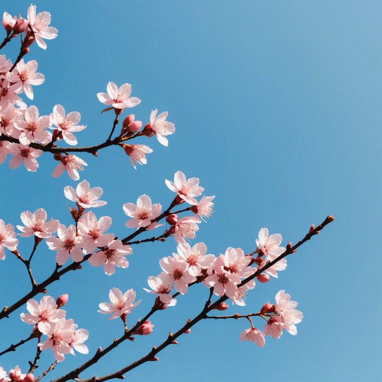 This instrumental track embraces the serene beauty of japan during cherry blossom season. It features delicate melodic contours produced mainly by the koto, underscoring scenes of peaceful natural landscapes and traditional aesthetics. The composition invites listeners into a world of gentle tranquility, reminiscent of serene strolls under blooming sakura trees. It embodies the beauty and stillness of nature, intertwining traditional japanese music with subtle modern influences.