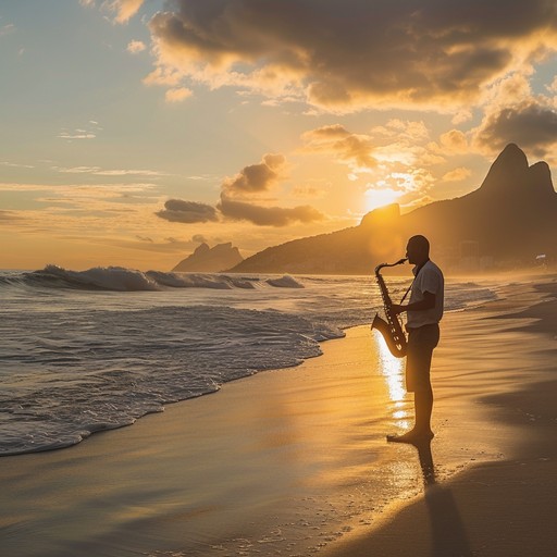 A sensual samba track that captures the essence of a romantic sunset on a brazilian beach, blending smooth rhythms, melodic lines, and warm harmonies to create an enchanting and inviting ambiance. Perfect for intimate evenings or a passionate dance floor.