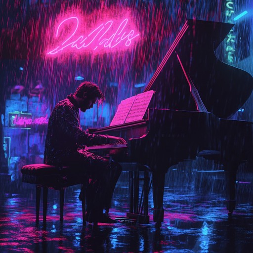 In a quiet city corner, a solitary pianist pours their heart into the keys, accompanied by the sound of rain. The melody echoes through empty streets, capturing a deep sense of loss and longing. The ambient jazz invites listeners into an intimate, tearful moment, bridging music and emotion.