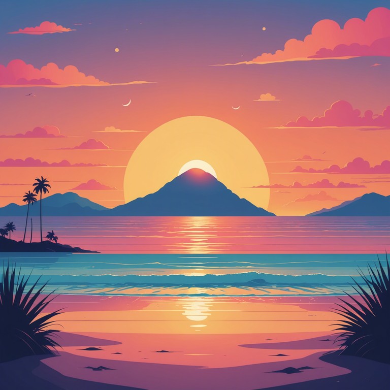 A smooth, melodic piece capturing the essence of a serene sunset in the 70s, blending soulful rhythms with a touch of jazz sophistication. The composition evokes a peaceful evening drive along a coastal highway, where the sunset’s warm hues meet the cool breeze of the ocean. The musical narrative progresses with leisurely, hypnotic grooves and dreamy improvisations.